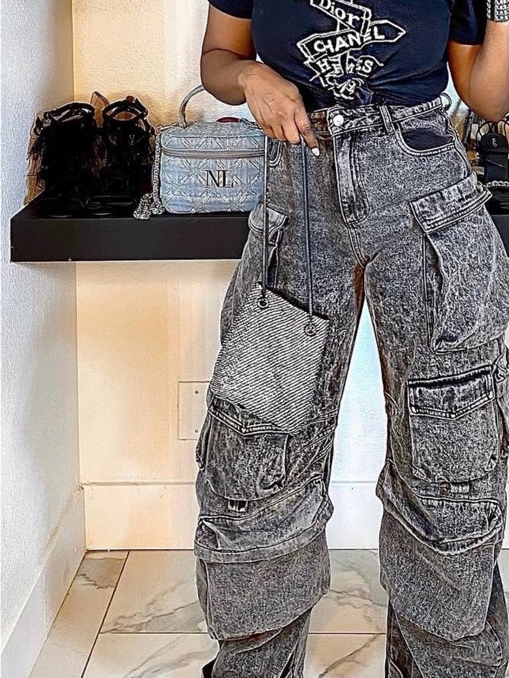 Cargo Pants in Washed Black